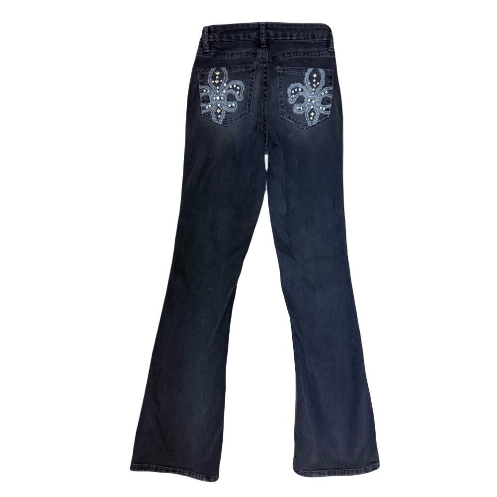 YMI Y2K Style Jeans Black Flare with Sequins Size 1/25